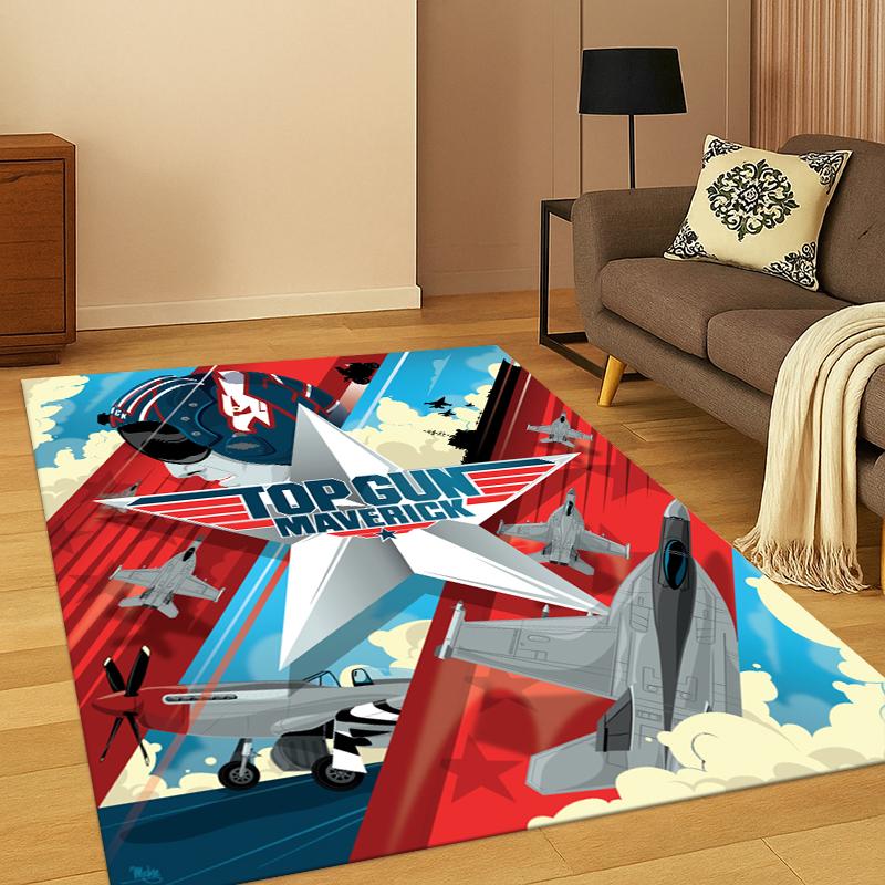 Top Gun Classic Movie Sign Tom Cruise Carpet Rug for Bedroom Living Room Sofa Doormat Home Decor,Kid Game Area Rug Non-slip