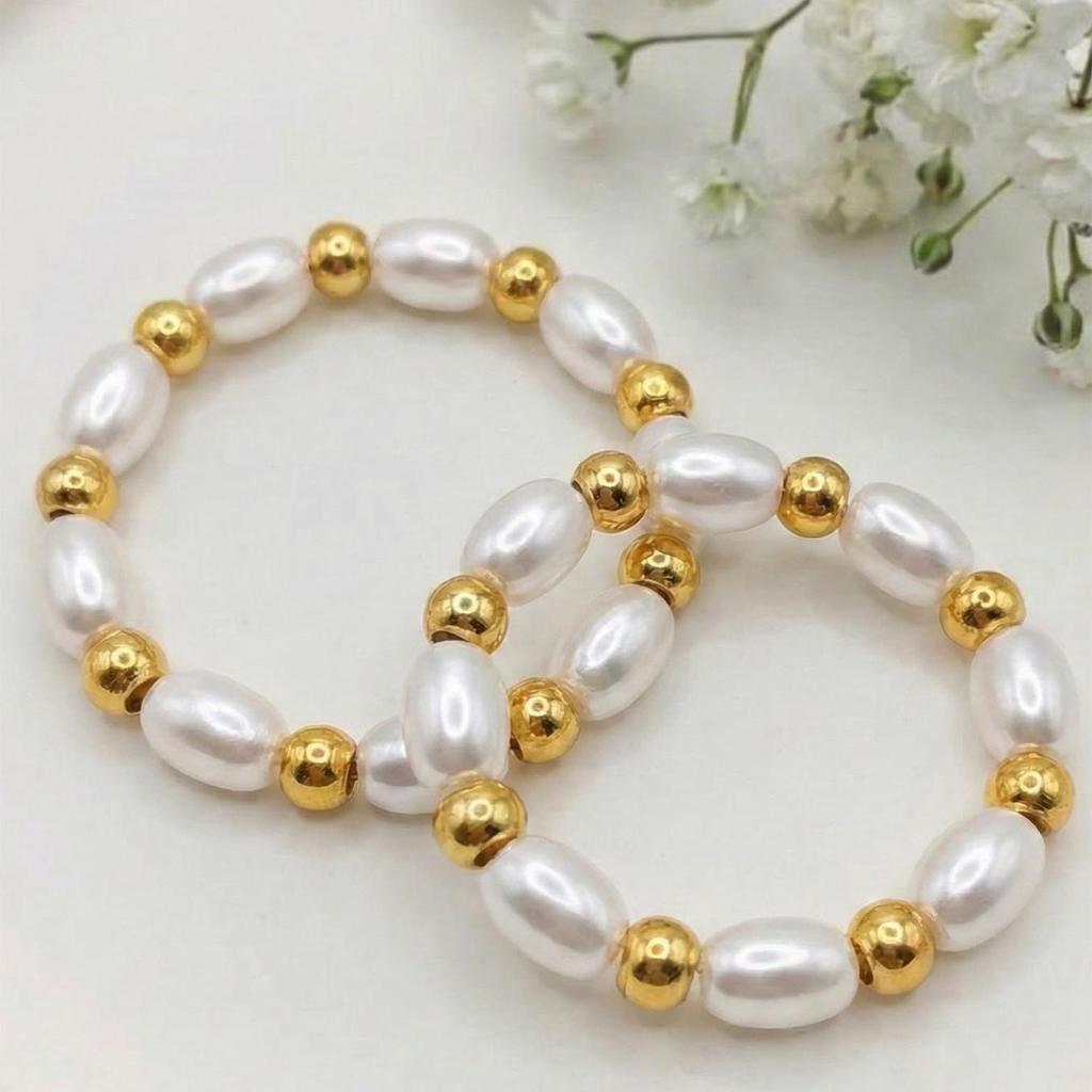 18k Gold Plated Pearl Bead Handmade Ring - Versatile, Fashionable Jewelry