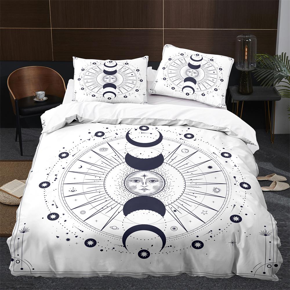 Sun Moon King Queen Duvet Cover Boho Magic Style Bedding Set For Teens Adults Golden Exotic Tribe 2/3pcs Polyester Quilt Cover