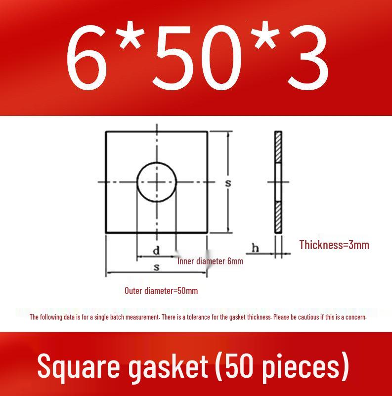 Thick Galvanized Square Iron Washer with Hole for M6-M24 Curtain Wall Use