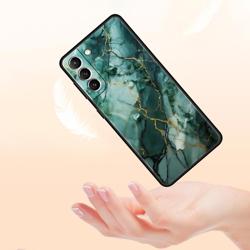 Watercolor Marble Phone Case For Samsung Galaxy S26 Ultra S25 Plus S24 FE S23 S22 5G S21 S20 Cover Black Soft