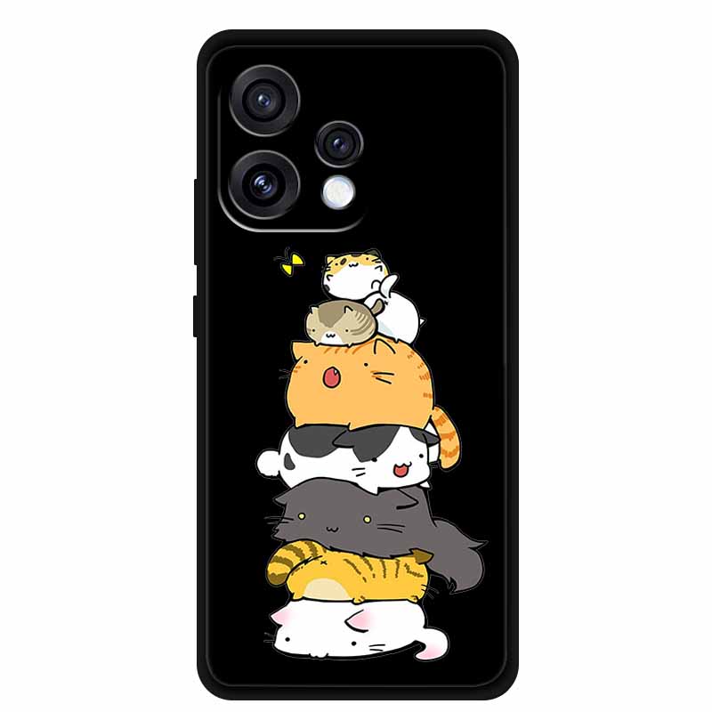 For Oppo Reno15 5G Case Flower Black Silicone Soft Protective Back Covers For Oppo Reno 15C 2025 Phone Case Coque Cartoon Shells