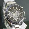 SEIKO SBPY185 Solar Chronograph Black Dial 10 ATM Water-Resistant Watch Men's