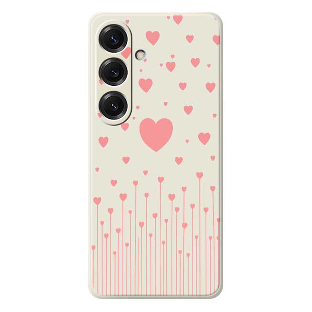 For Samsung Galaxy S25 Case Pink Love Pattern Printing Straight Edge TPU Phone Back Cover