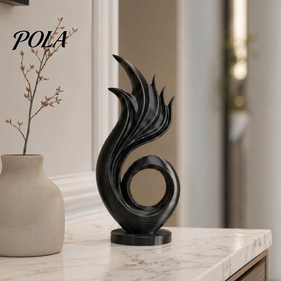High-end Interior Decor 3D Printed Abstract Flame Swirl Sculpture, Modern Flowing Curve Art Statue, Matte Streamlined Desk Ornament Anti-Dust Desktop