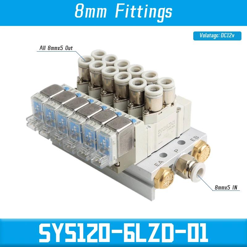SMC Type SY5120 Multi-way Combination Manifold Pneumatic Solenoid Valve Control SY5120-4LZD-01 SY5120-5LZD-01 SY5120-6LZD-01