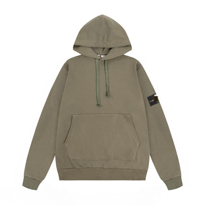 Stone Classic Unisex Uni-Farbe Abzeichen Hoodie - Langarm, Trendiger Stil