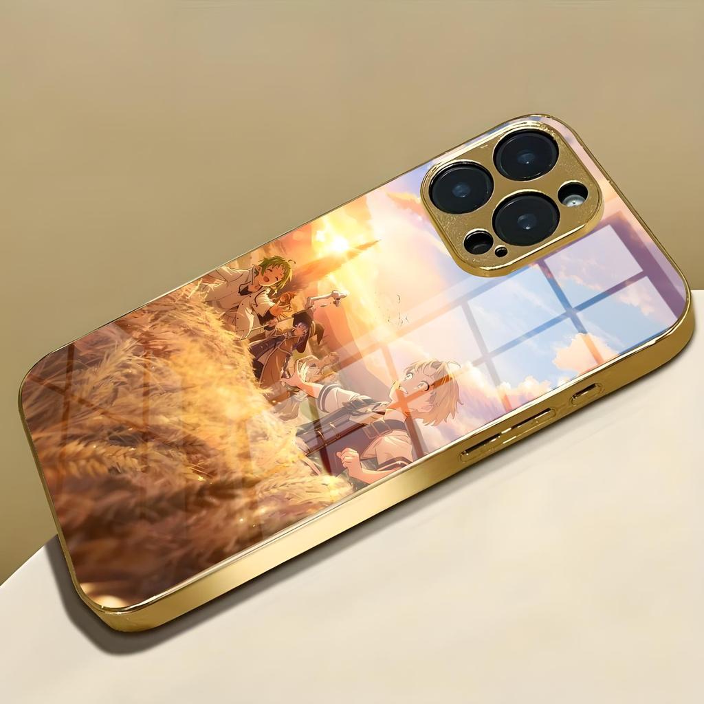 Mushoku Tensei Phone Case For iPhone17 16 16e 15 14 13 12Plus Mini Pro Max Electroplated glass Phone Case