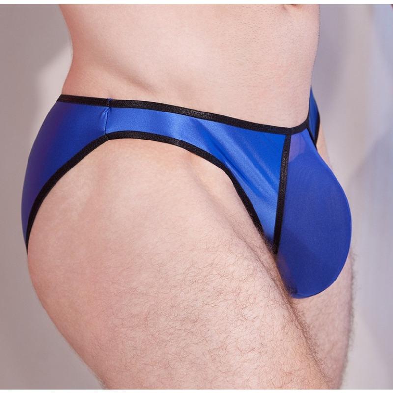 Men'S Lingerie Panties Oily Mesh Sheer Pouch Briefs Smooth Skin-Friendly Low-Rise Underwear Sexy Gay Temptation Erotic Underpant