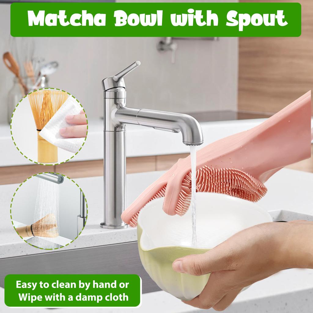 6Pcs Matcha Bowl Japanese Tea Cup Gift Matcha Chawan with Pouring Spout for Kitchen Home Tea Room Dining Room Tea-making Tools