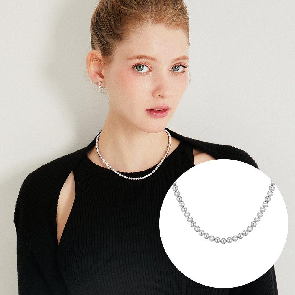 Basic Perlina Gray Pearl Bead Necklace 4mm (Jjp1Ni4Bf220Sw420)