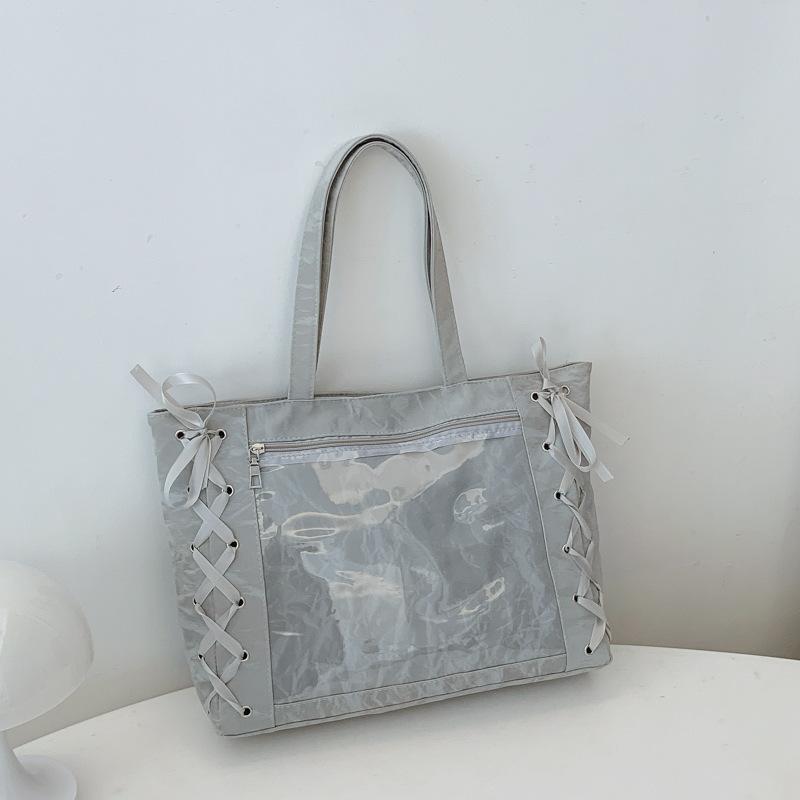 Large Capacity Tote Bag Female Sweet Girl Two-dimensional Transparent 2025 Spring and Summer Small Fresh Shoulder Armpit Bag