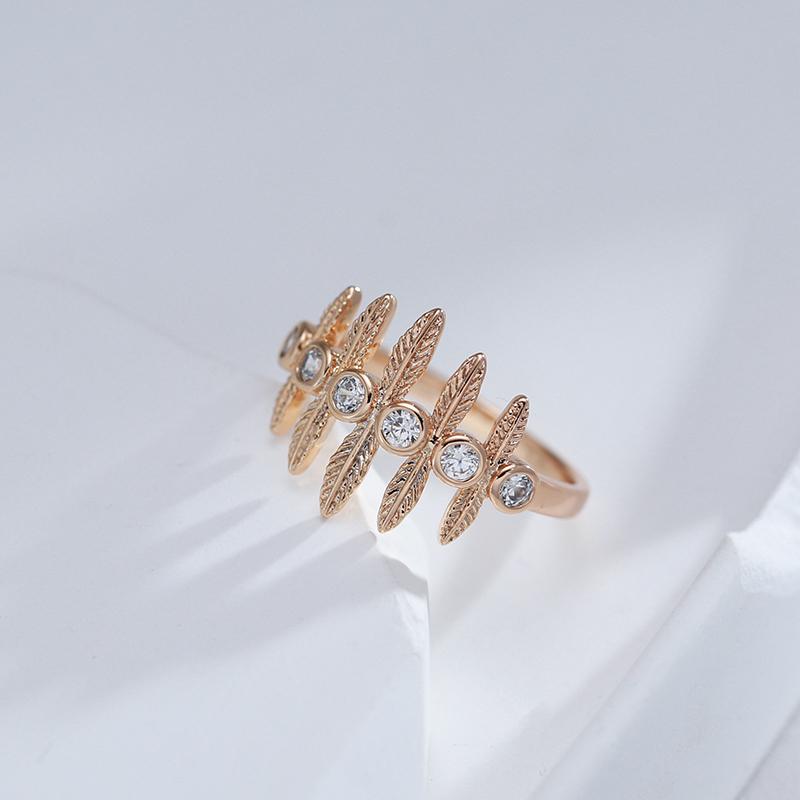 Rose Gold Color Vintage Ring For Women Unique Creative Natural Zircon Accessories Ethnic Bride Daily Fine Jewelry
