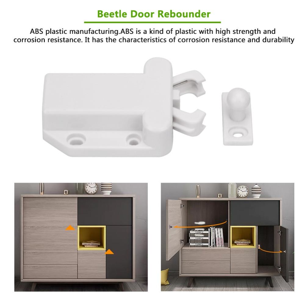 10pcs Durable White Cabinet Door Rebounder Beetle Shape Touch Release Cupboard Touch Release Latches Cupboard Latch Home