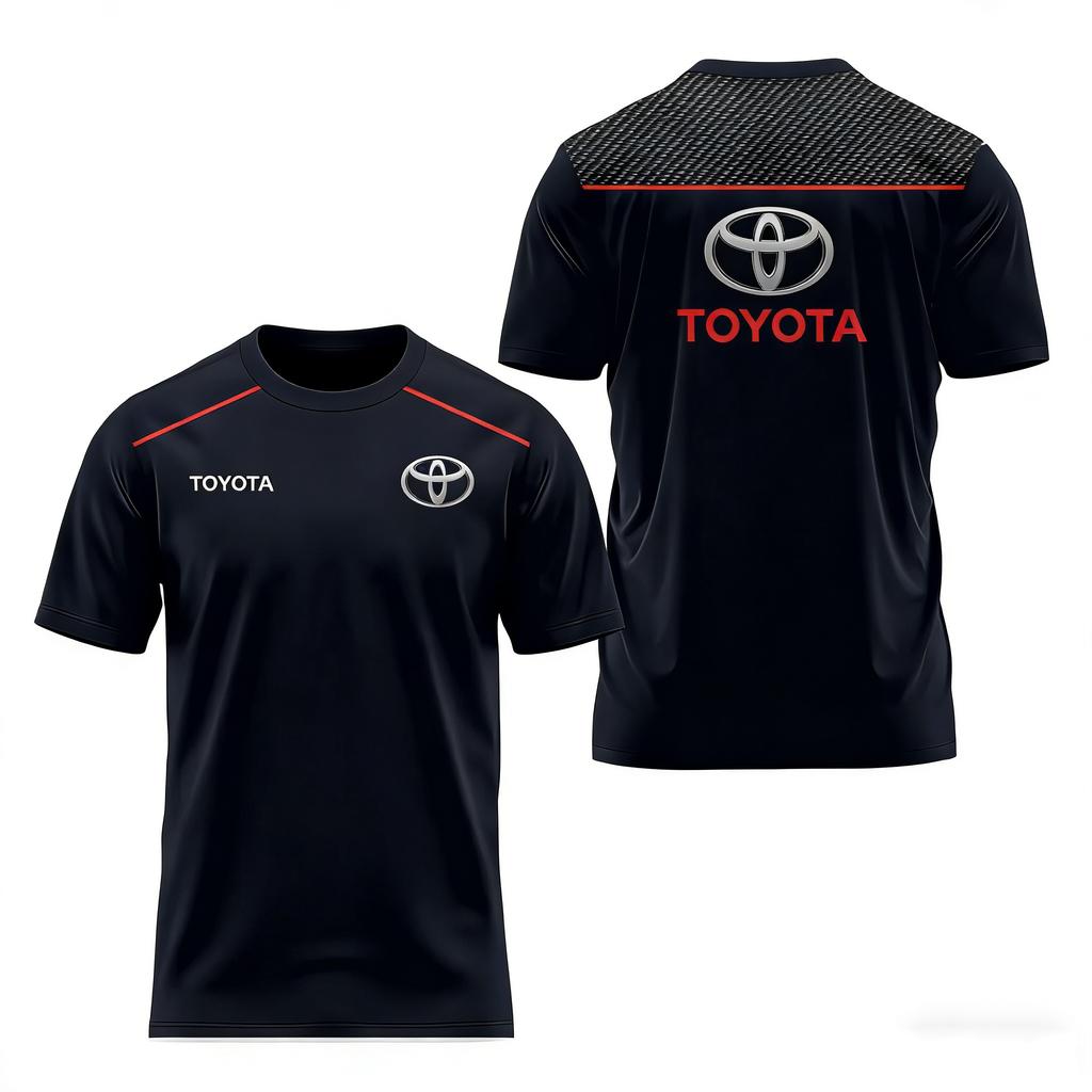 Toyota Logo Racing Round Neck Short Sleeve T-Shirt Casual Fashion Summer Sports Unisex Large Size Top for Men and Women