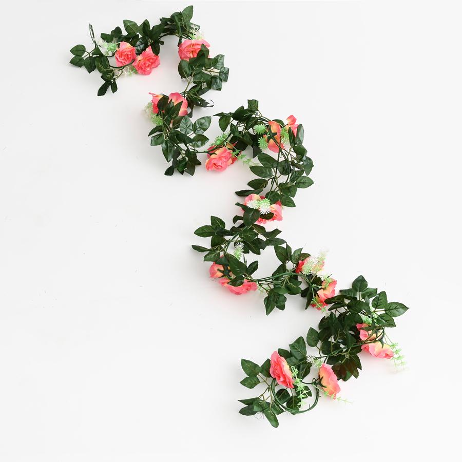 Silk Roses Artificial Vine Hanging Flowers for Wall Christmas Rattan Fake Plants Leaves Garland Outdoor Wedding Home Decoration
