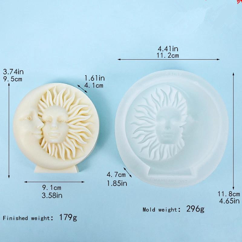 Sun Moon Face Silikon Crafts Forma 3D gravírování Portrét Svíčka Sádra Mýdlo Pryskyřice Formy na rodinnou večeři Dekorace Svíčka