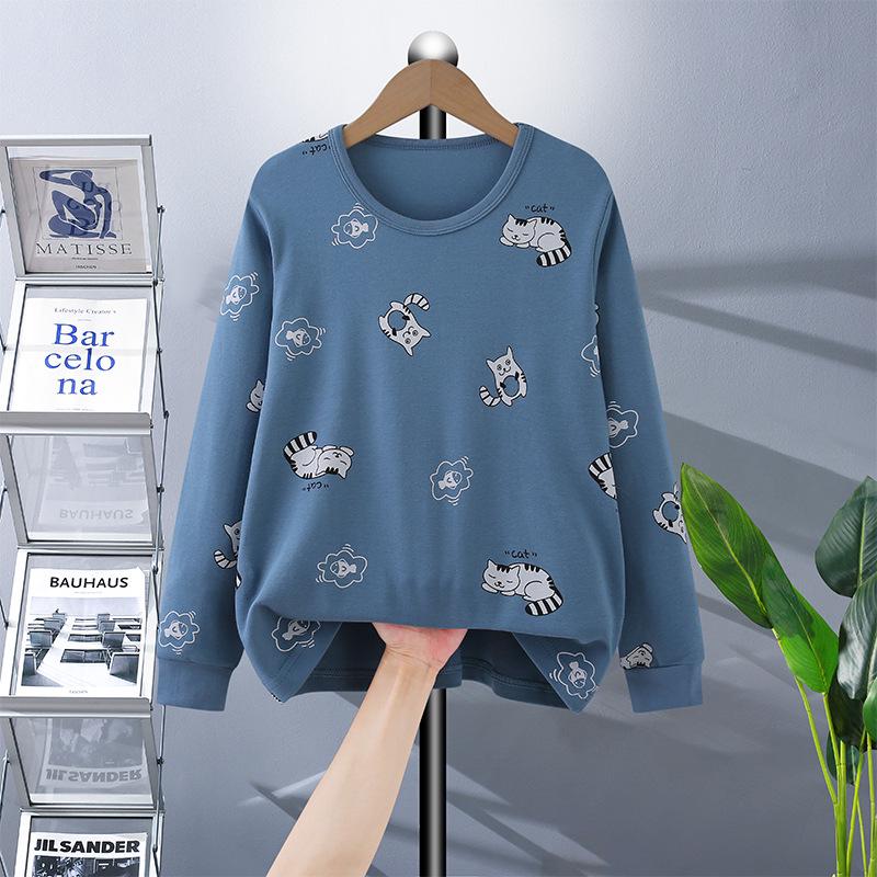 Fat Child Pure Cotton Pajama Set: Boys & Girls Warm Underwear, Plus-Size Base Layer, Autumn/Winter Sweater and Pants