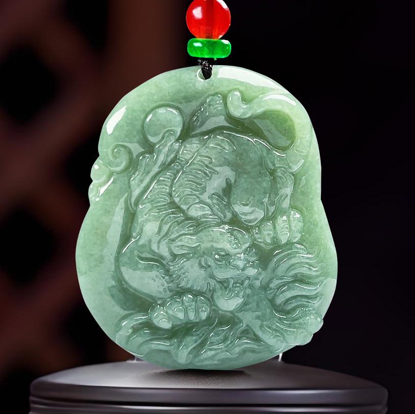 Настоящий нефритовый кулон-талисман Зеленая Гора Тигр, класс А, от Sihui Jewelry