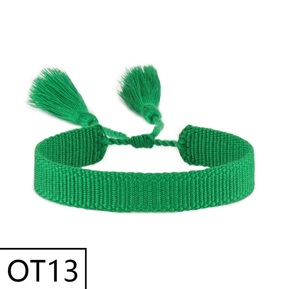European & American Style Woven Bracelet - Solid Color, 1.3cm, Handmade Tassel, Fashionable Polyester Hand Rope for Women