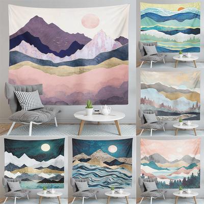 Karda Wandteppich mit Sonnenaufgang-Berg-Druckmuster, für Zuhause, Wohnzimmer, Schlafzimmer, Wanddekoration, Hintergrund, Stoff-Wandteppich
