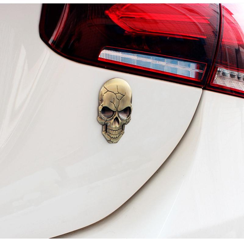 Metal Ghost Skull Sticker Crack Skeleton Car Decorate Motorcycle 3D Decal Stickers Emblem Badge Buccaneer Head Skull