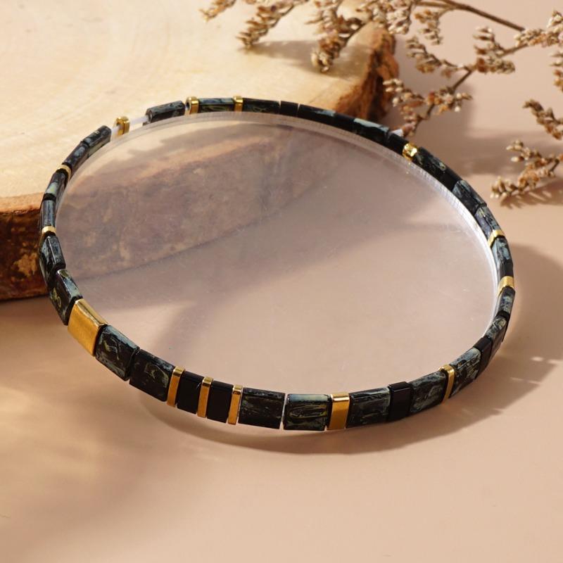 Women's Fashion Beaded Bracelet, Boho Style Handmade Elastic Cord Bracelet, Suitable for Men  Women Daily Wear