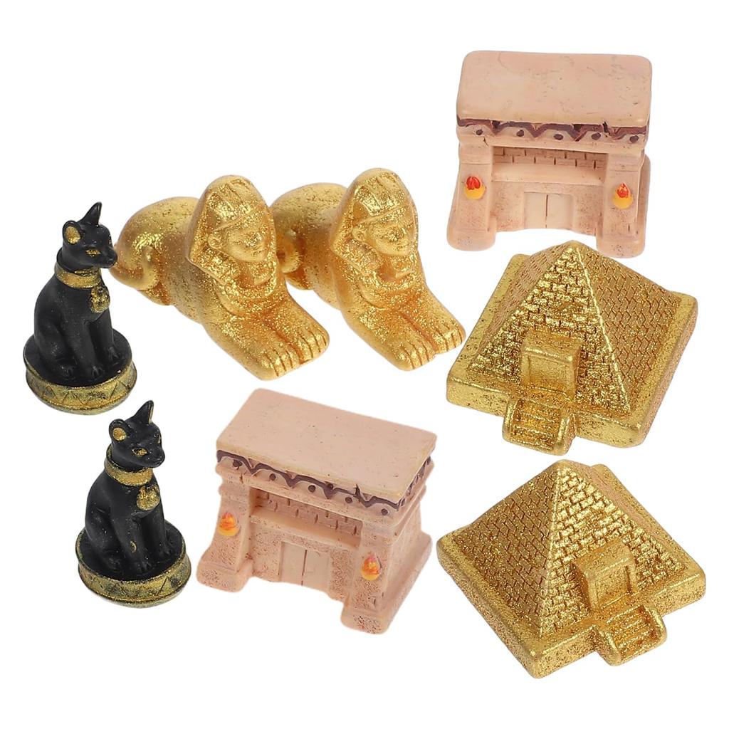 ABOOFAN 8 Pieces Egyptian Pyramid Statues Miniature Model Souvenirs Ancient Egyptian Civilization Collectible Figures Egyptian Sphinx Figurines