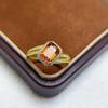 Gemstone Jewelry: 925 Sterling Silver Natural Fanta Stone Rectangular Ring (6x8mm) - Women's Adjustable Open Design