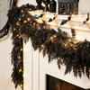 Gothic Haunted House Party Supplies Halloween Lighted Creepy Vine Garland with LED Lights, Black Faux Twig for Mantle Decorative Vines Mantelpiece
