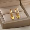 Women's Shape Earrings Gold Plated Copper with  Heart Zircon Minimalist Geometric Jewelry Set Dangle Earrings for Daily Wear