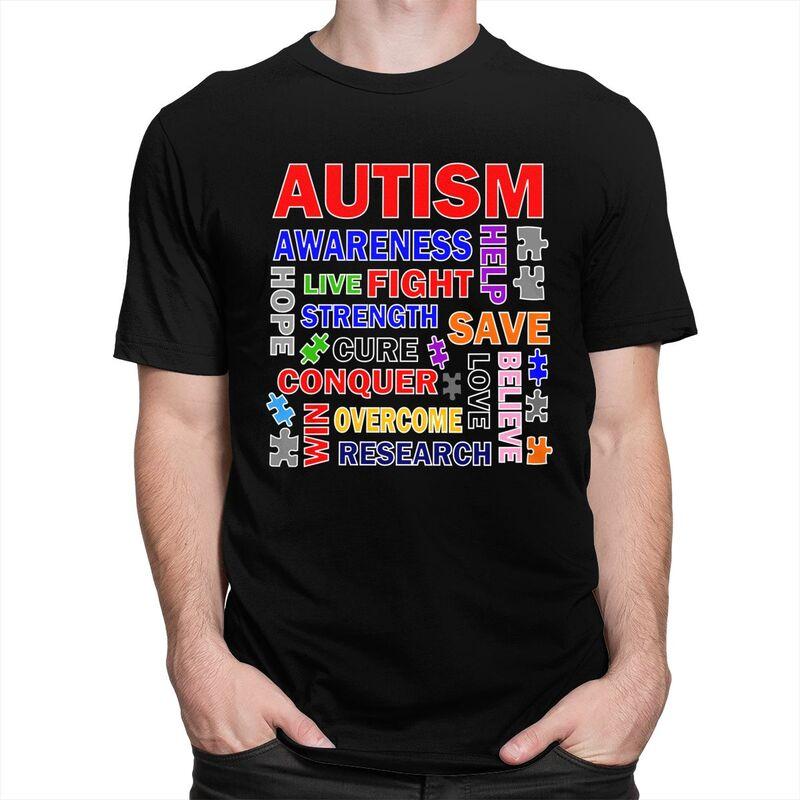 Autism Mashup T Shirt for Men Funny Introvert Awareness Quotes Tshirt Humor Streetwaer Short Sleeve Tee Shirt