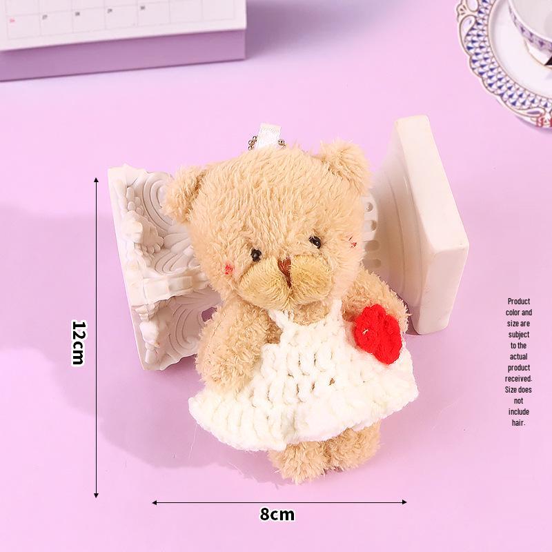 Blush Bear Doll Keychain: Cute Skirt Plush Heart Bag Charm Gift