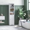 Bathroom Column with 3 Compartments, Door and Adjustable Shelves, for Shower Toilet 34x23x165 Cm White