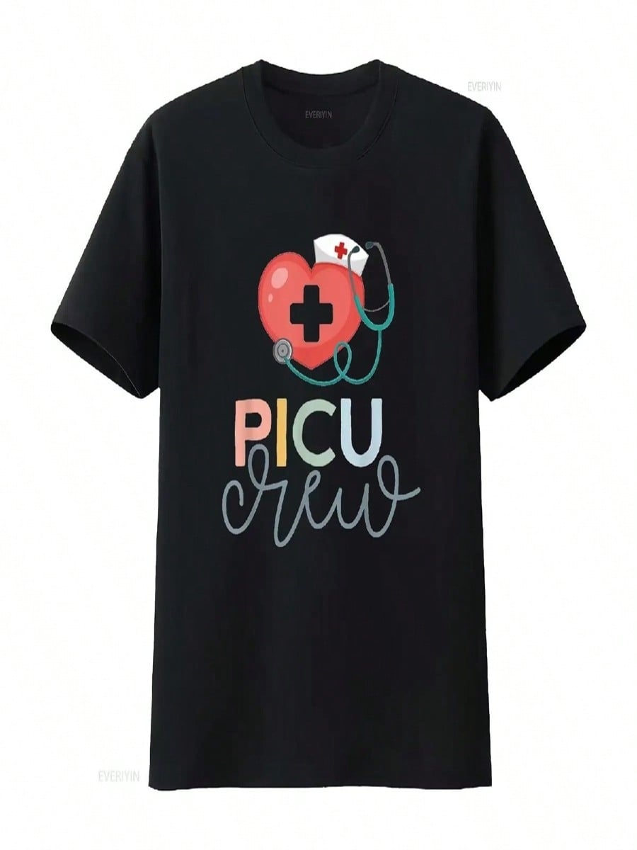 PICU Nurse Pediatric Intensive Care Crew T Shirt Vintage Washed Stylish Comfortable Versatile Streetwear Graphic S разноцветный