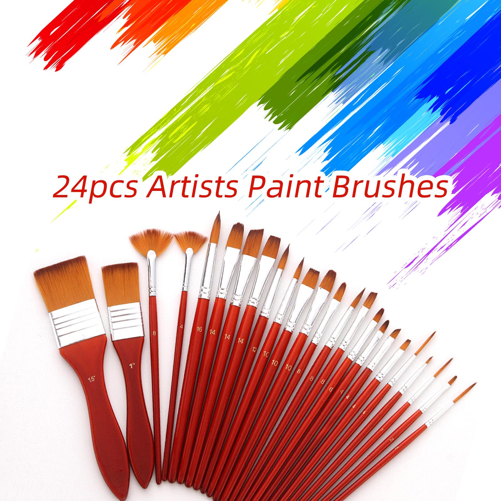 

Paintbrushes, 24 Piece Multifunctional Brush Set Painting Supplies with Cloth Bag and Scraper for Better Art Creation