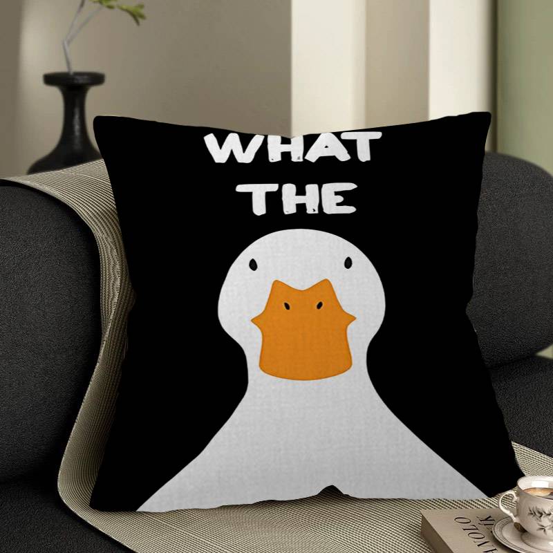 What The Duck Print Art Funny Cute Animal Pillow Gift Home Office Decoration Bedroom Sofa Car Cushion Cover Case X