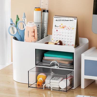 Boîte de rangement à tiroir transparente: Porte-stylo grande capacité pour étudiants, bureau et filles