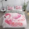3D Flamingo Printed Bedding Set King Queen Size Cartoon Pink Animals Duvet Cover With Pillowcases 2/3pcs Polyester Quilt Cover