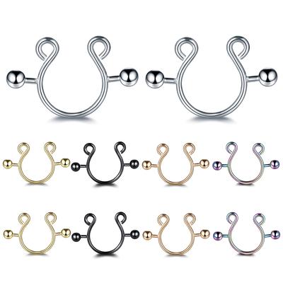 2 pièces/lot Acier Chirurgical Faux Anneaux Clip Sexy pour Mamelon Charme Bouclier Faux pour Mamelon Anneaux Sans Perçage Bijoux de Corps pour Femmes Cadeau