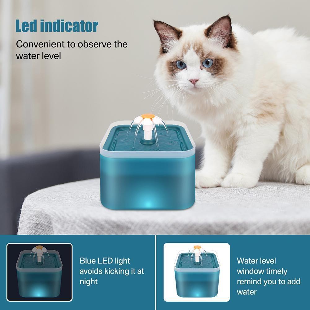 Cat Water Fountain Silent Pet Water Fountain 2L/67oz with LED Light,Cat Water Dispenser for Cats, Small Dogs, Multiple Pets