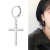 Newest 1 Pair Stainless Steel Cross Pendant Dangle Long Tassel Unisex Hoop Earrings Men/Women Punk Gothic Zircon Best Gifts