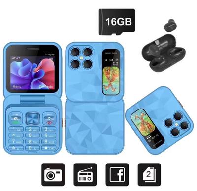 I18pro Flip Phone 2.4 Inch Screen Dual Card Dual Standby Colorful Button Folding Mini Phone