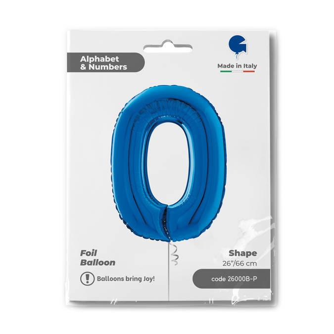 Balon Foliowy Cyfra 0 Niebieski, 66 Cm Grabo