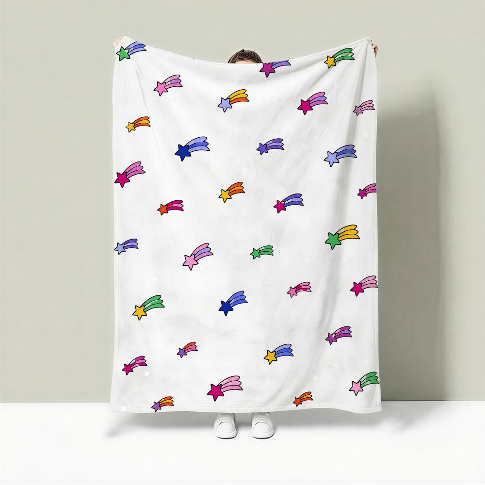 Tiny Kid Motif Set Throw Lightweight 240G Flannel Blanket Soft Skin-Friendly For Summer Cooling