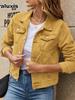 New Women's Fashion Denim Jacket Trendy Reverse Pocket Single Button