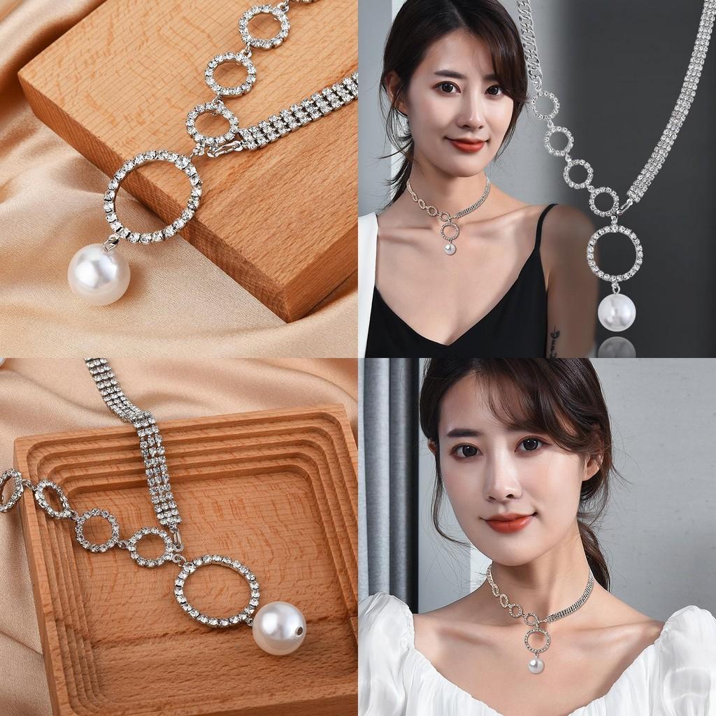Chunky Fashionable Pearl And Crystal Adorned Choker Necklace For Dressy Occasions