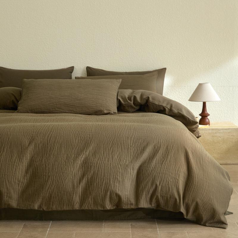 Elegant 3D Jacquard Cotton 4-Piece Bedding Set for Dorms