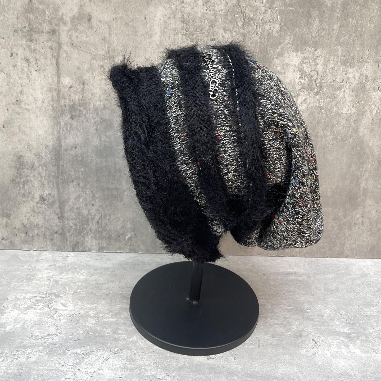 Lazy Wind Maillard Retro Plush Pile Hat Women S Season Shows A Small Face, Warm Head Hat, Big Head Circumference Cold Hat L (58-62cm) large head circumference