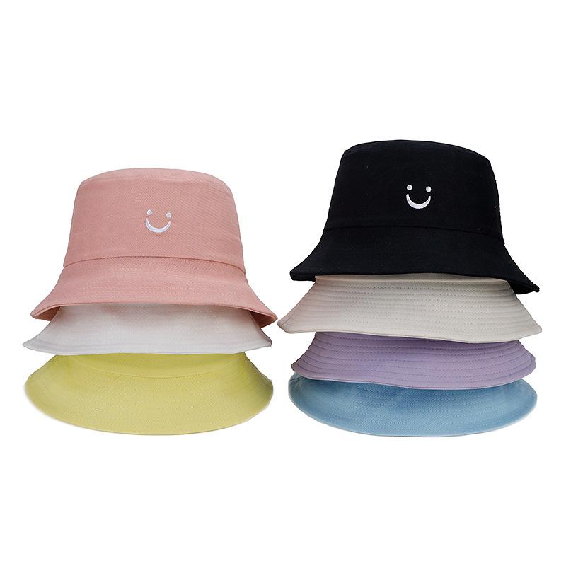 New cute children's simple smiley face bucket hat summer outdoor play sunscreen sunshade basin hat sun hat
